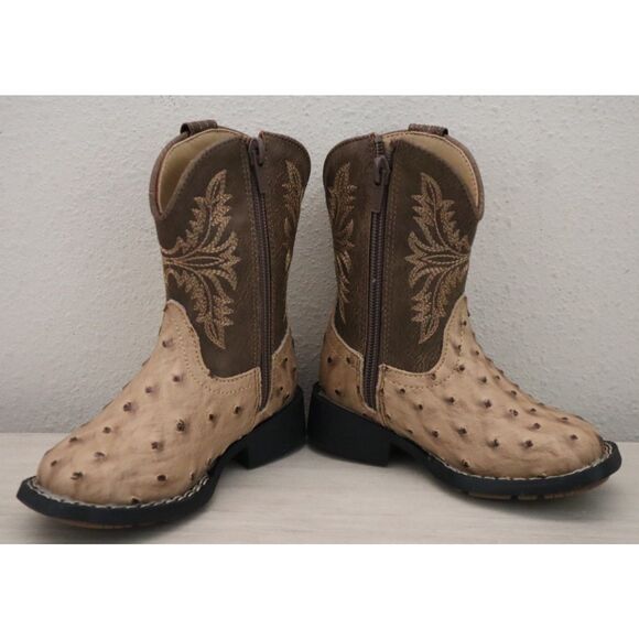 Roper 09-017-1224-3500 Toddler Kids Sz 6M Tan PU Leather Jed Cowboy Boots - Picture 15 of 16